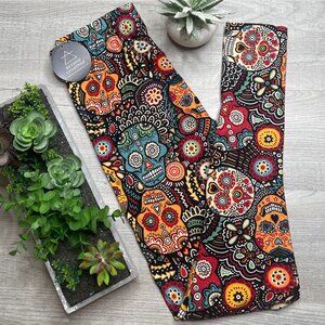 Earth Tone Sugar Skull Print Leggings - Buttery Soft Stretch for All-Day Wear